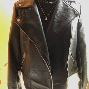 Black Faux Leather Moto Jacket